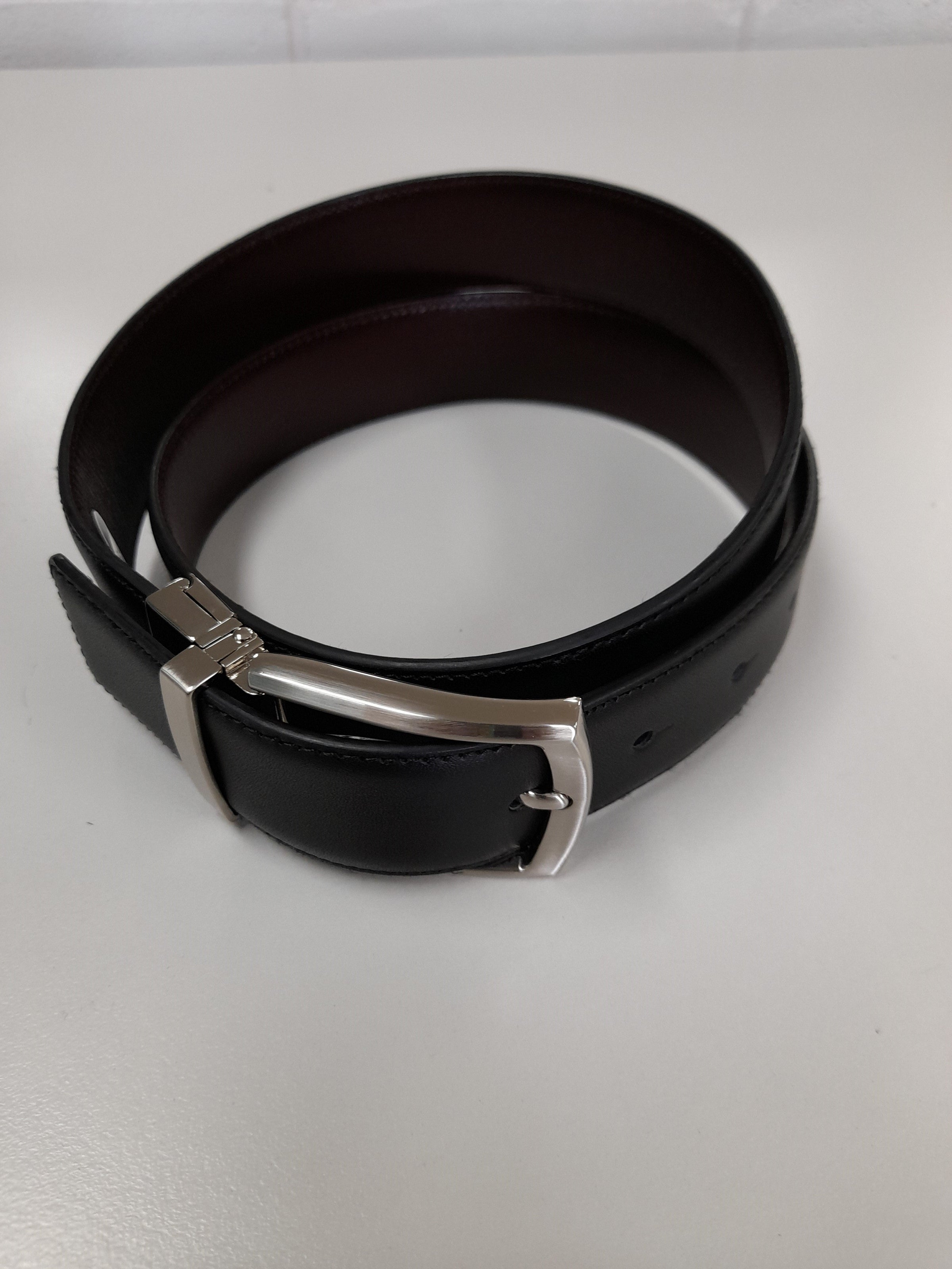 CAMERON - Mens Black And Chocolate Genuine Leather Reversible Belt