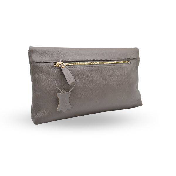 Grey leather clutch bag best sale