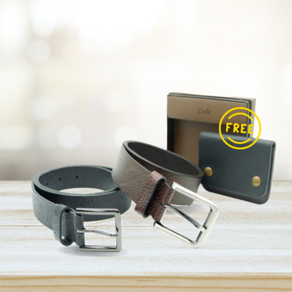 Belt Set - Gunmetal - Gift Box Custom Leather Belt, Gift Boxes