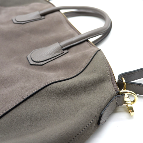 Grey leather cheap bag sale