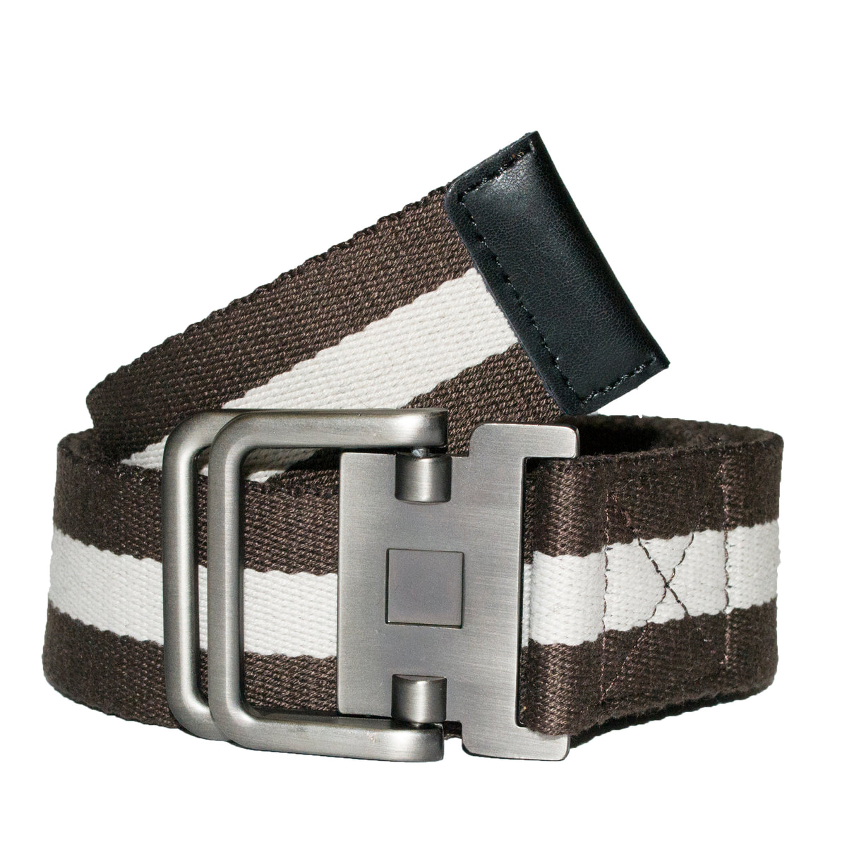 Men's Classic Silver Slider Military Belt Buckle with Canvas Web Belt Small  Black