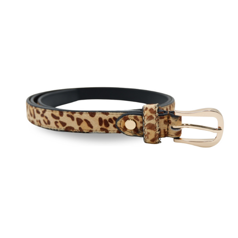 Animal print leather belt